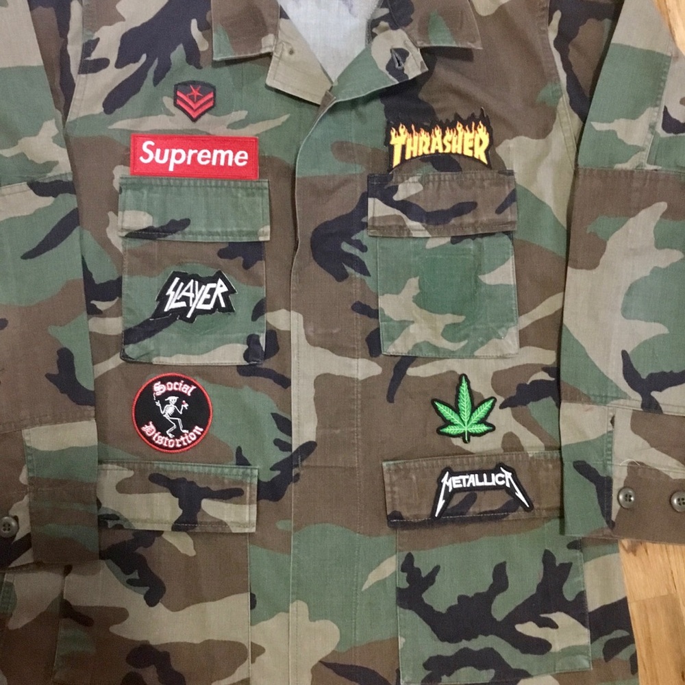 SUPREME THRASHER Punk Metal Skater Patch Army Coat - Picture 3 of 5